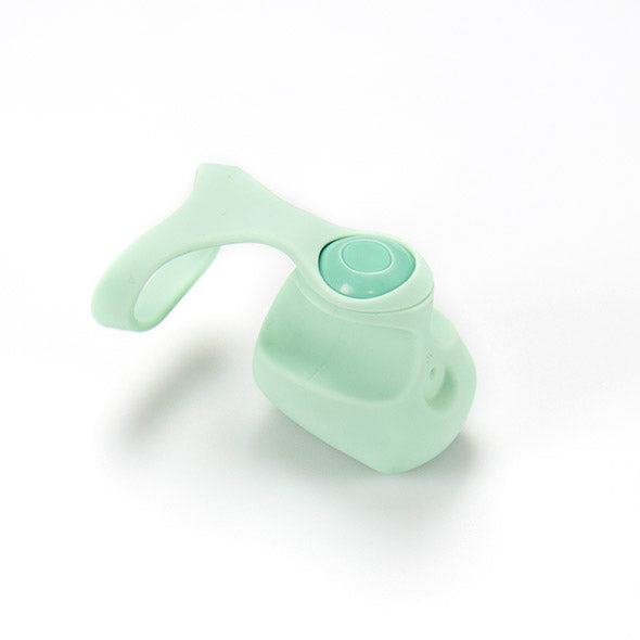 Dame Fin mintgroene vingervibrator met vingerhouder, productweergave op witte achtergrond