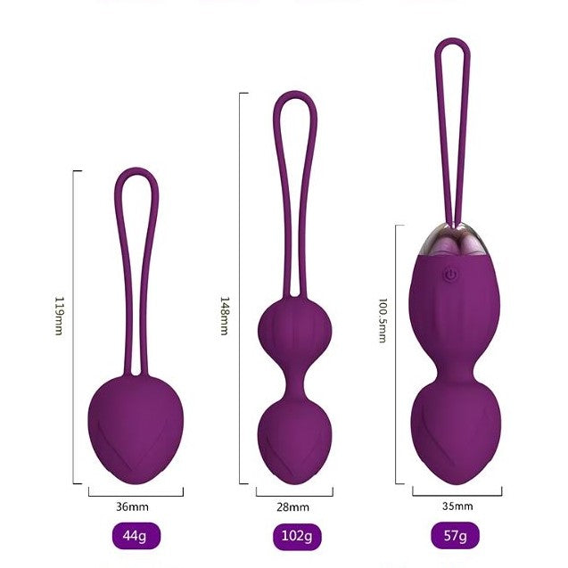 Close-up detail van het zachte siliconen materiaal en praktische ophaalkoord van de Happy Woman Kegelset Basic