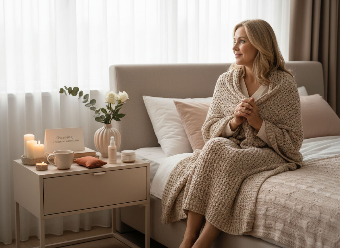 Afbeelding over seksualiteit tijdens de overgang met tips over glijmiddelen, hormoontherapie en training