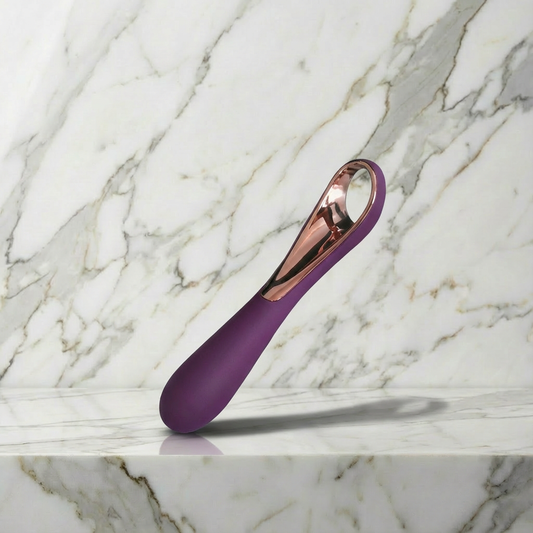 Mila vibrator van De Paarse Keizerin in elegante vormgeving op witte achtergrond