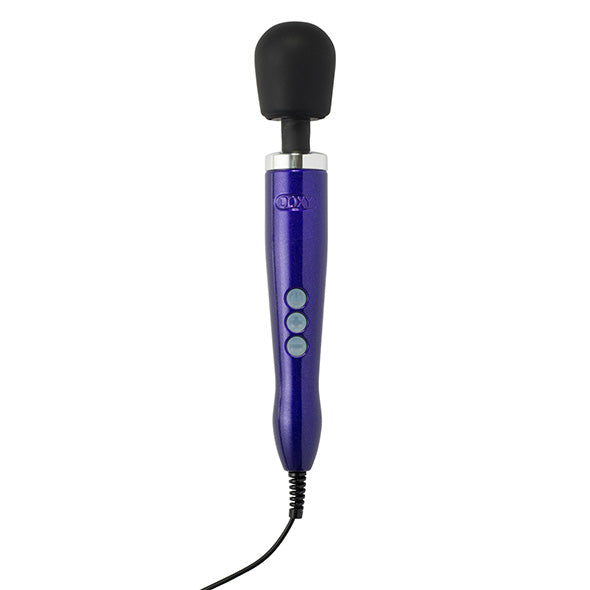 Doxy Die Cast wand massager inclusief verpakking en bijgeleverde accessoires