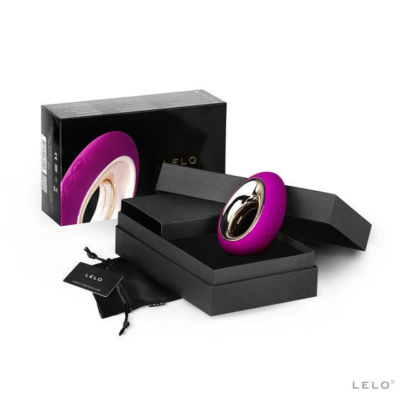 Paarse LELO Alia vibrator in luxe zwarte geschenkdoos met opbergzakje