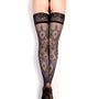 Hold-up kousen De Paarse Keizerin S/M met elegant borduurwerk, vooraanzicht op witte achtergrond