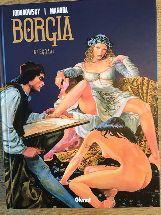 Cover stripboek Borgia Integraal van Jodorowsky en Manara met renaissancistisch tafereel