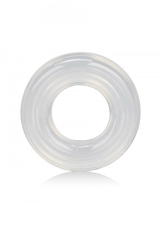 Close-up van het flexibele materiaal van de Basic cockring in paarse kleur