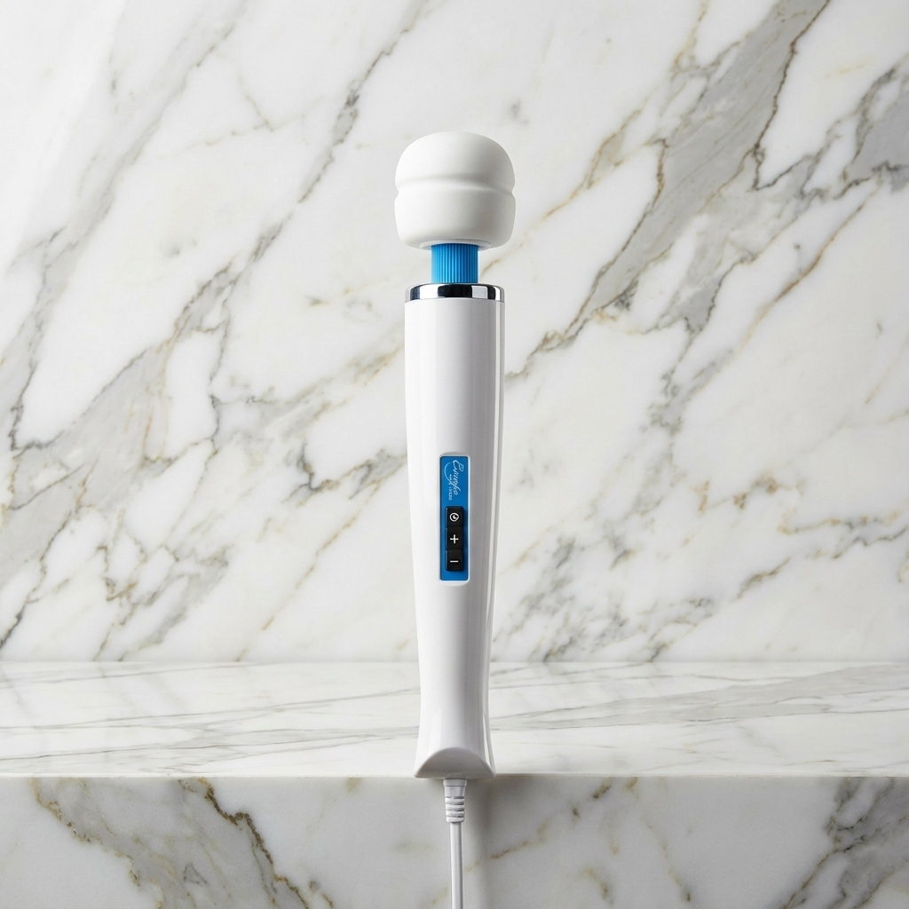 Europe Magic Wand massager vooraanzicht op witte achtergrond, ergonomische vormgeving zichtbaar