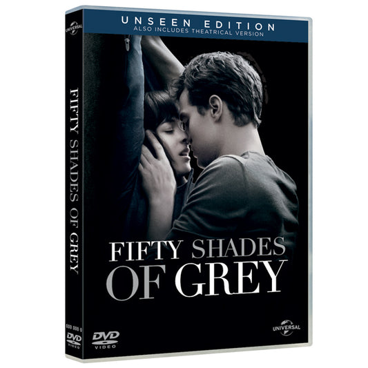 Fifty Shades of Grey DVD van De Paarse Keizerin op witte achtergrond, romantische film voor volwassenen