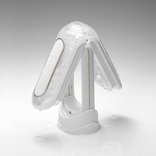 Zijaanzicht van witte Tenga Flip Zero met elektronische vibraties en ergonomische vorm