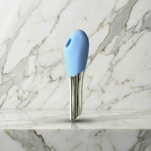 Lyra lichtblauwe wellness product van De Paarse Keizerin op witte achtergrond