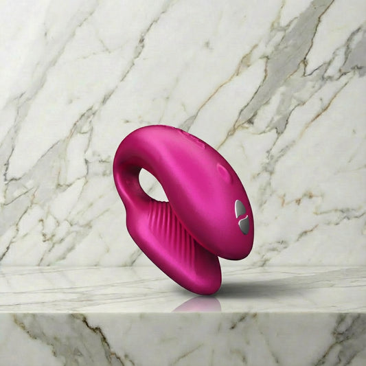 Blauwe We-Vibe Chorus van opzij, toont ergonomische vorm en elegante lijnen