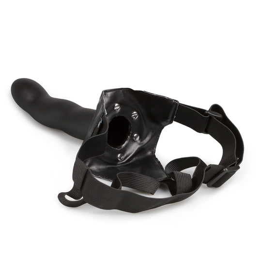 Ouch holle strap-on zwart met verstelbaar harnas en opening - bovenaanzicht
