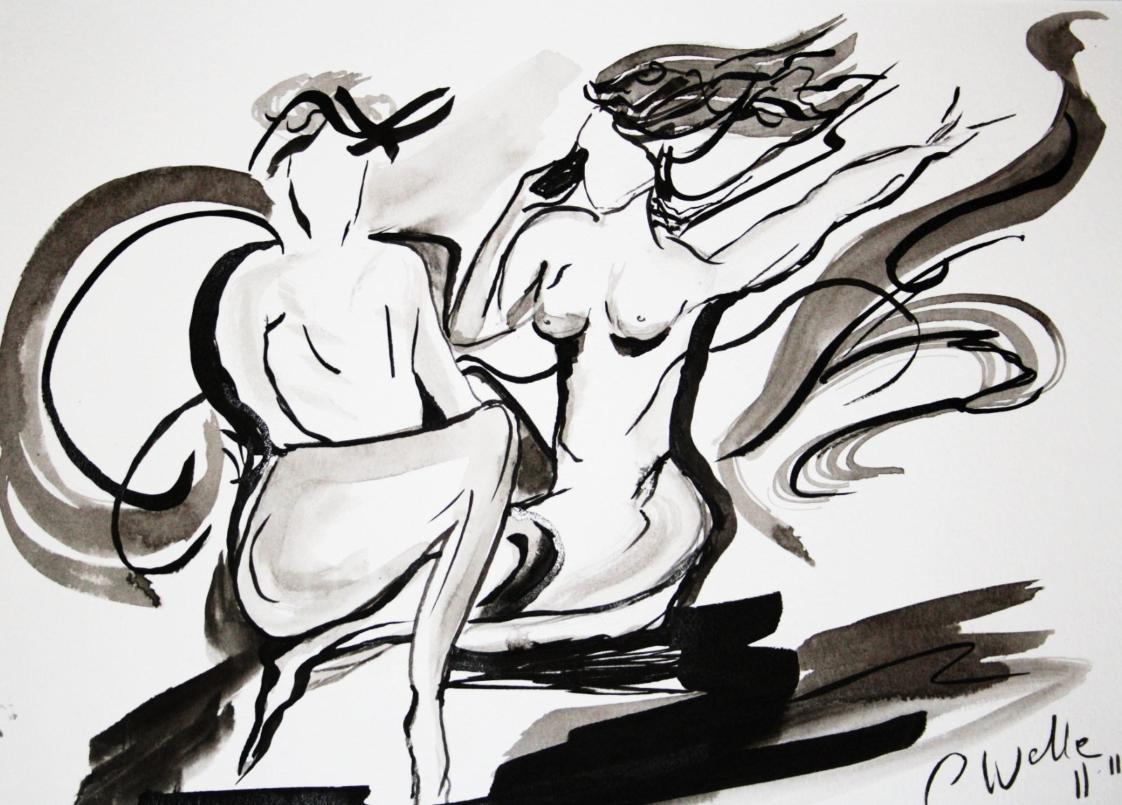 Intiem inktschilderij