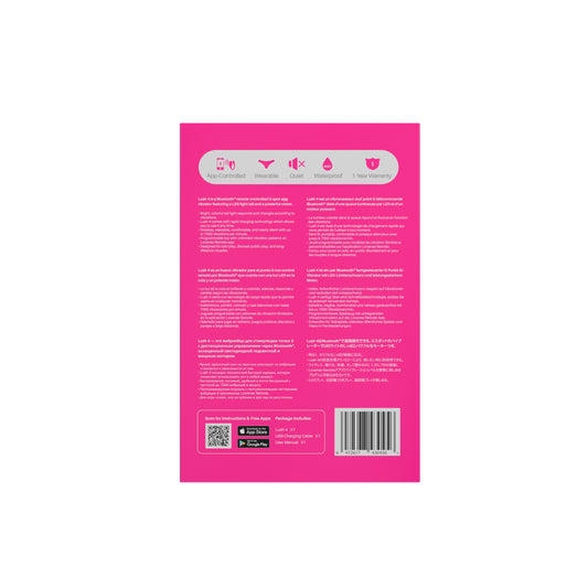 Complete verpakking Lovense Lush 4 met oplaadkabel, handleiding en discrete opbergzak van De Paarse Keizerin