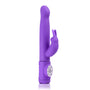 Maia Toys mini rabbit vibrator in paars siliconen met clitorisarmpje en draaiknop