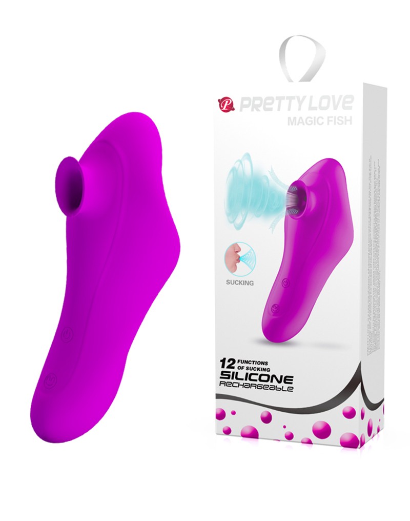 Pretty Love Magic Fish paarse luchtdruk clitorisstimulator met verpakking – 12 zuigfuncties