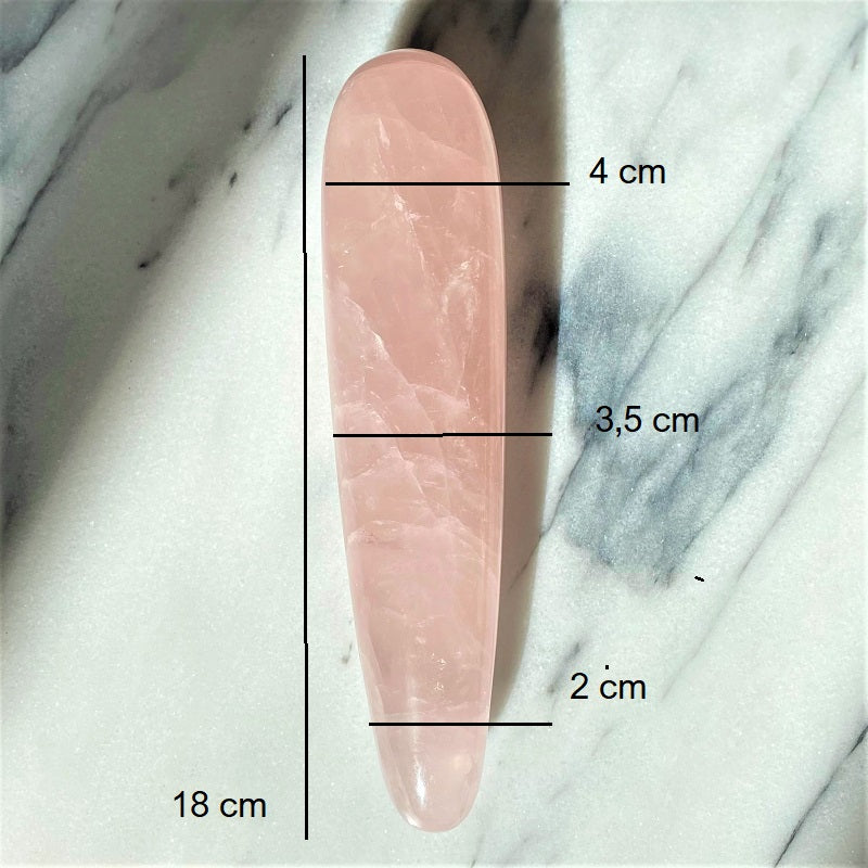 Rozenkwarts massage wand van De Paarse Keizerin op witte achtergrond