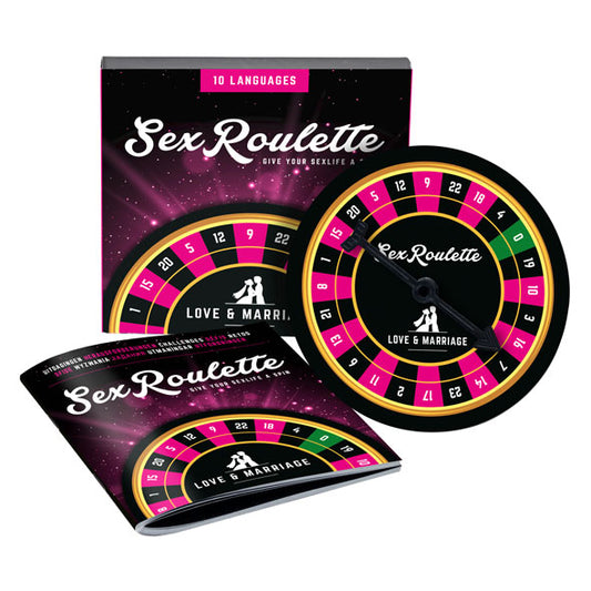 Sex Roulette Love & Marriage erotisch bordspel van De Paarse Keizerin met roulettewiel en speelkaarten