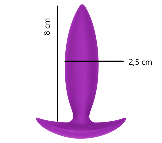 Discrete verpakking en zwarte buttplug van De Paarse Keizerin met bijbehorende gebruiksaanwijzing