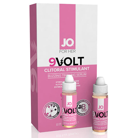 JO 9 Volt stimulerend serum verpakking met twee flesjes en witte doos