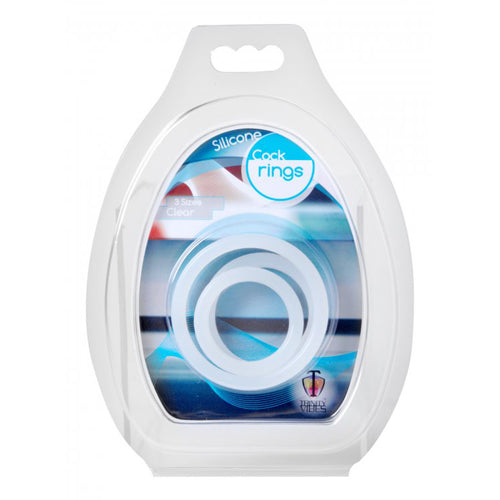Transparante siliconen cockringen set van 3 maten in blisterverpakking