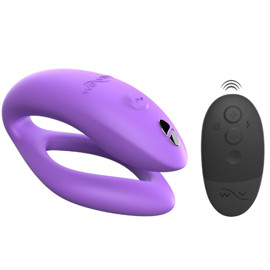 Paarse U-vormige koppelvibrator van We-Vibe met draadloze zwarte afstandsbediening