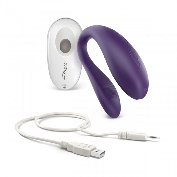 Detail materiaal en afwerking paarse We-Vibe Sync Lite koppelvibrator
