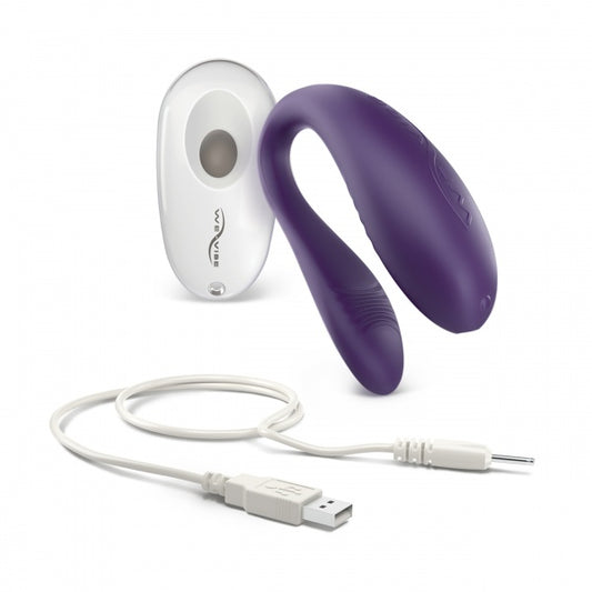 Detail materiaal en afwerking paarse We-Vibe Sync Lite koppelvibrator
