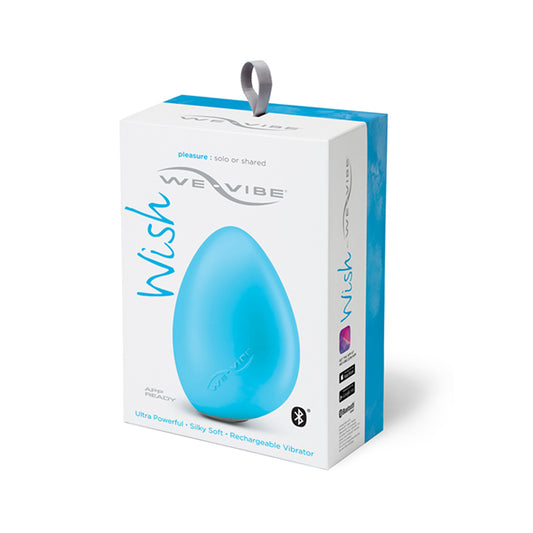 We-Vibe Wish verpakking in blauw-wit met productafbeelding – oplaadbare vibrator met app